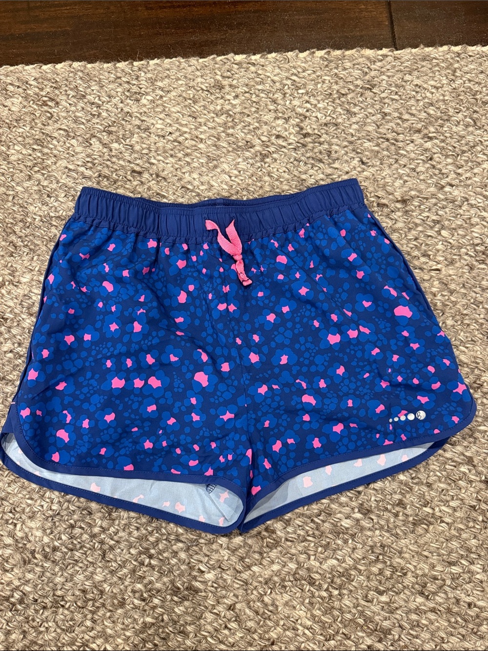 Boden Blue Athletic Shorts with Pink Accents